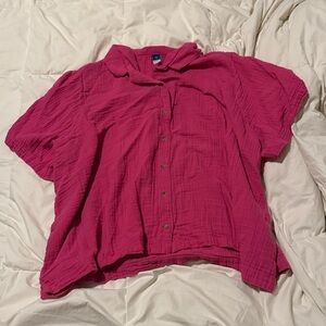Old Navy Vibrant Pink Button Down Shirt
